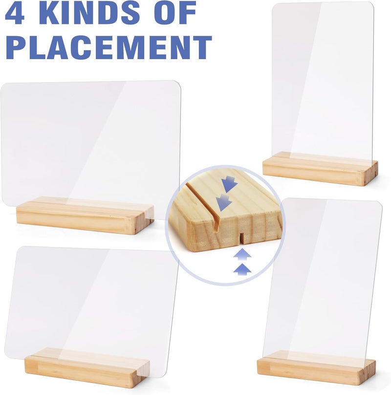 SELEAD Acrylic Clear Board Bar Sign - 2 Pack 8x12 Inch DIY Words Sign Board with Wooden Stand, Tabletop Double-Sided Menu Message Note Board for Business, Wedding, Events - Image 3